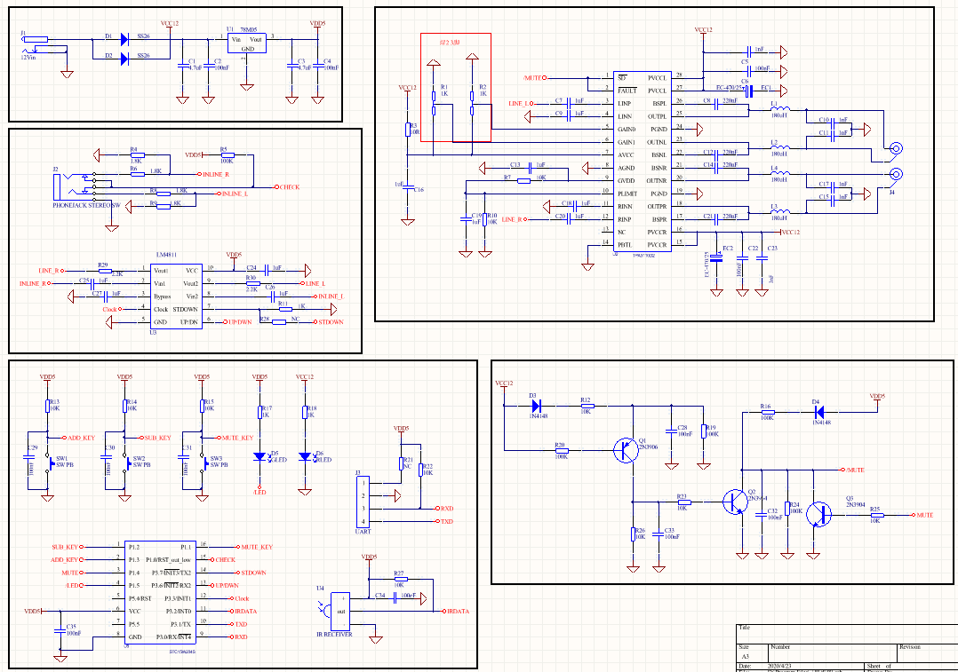 功率放大器设计方案（包含原理图+PCB+BOM表）