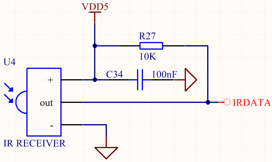 红外遥控器-VS1838B/HS0038红外接收方案（包含原理图+PCB+BOM表+程序）